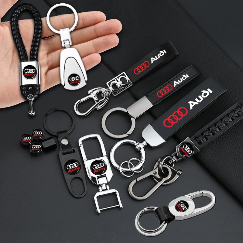 Leather Key Chain Car Keyring Pendant Keychain Car Accessories For Audi S4 S3 S5 S6 S7 S8 RS3 RS4 RS5 RS6 A6L A4L A3 A4 A7 A5 Q3 Q5L Q7 Q2L TT
