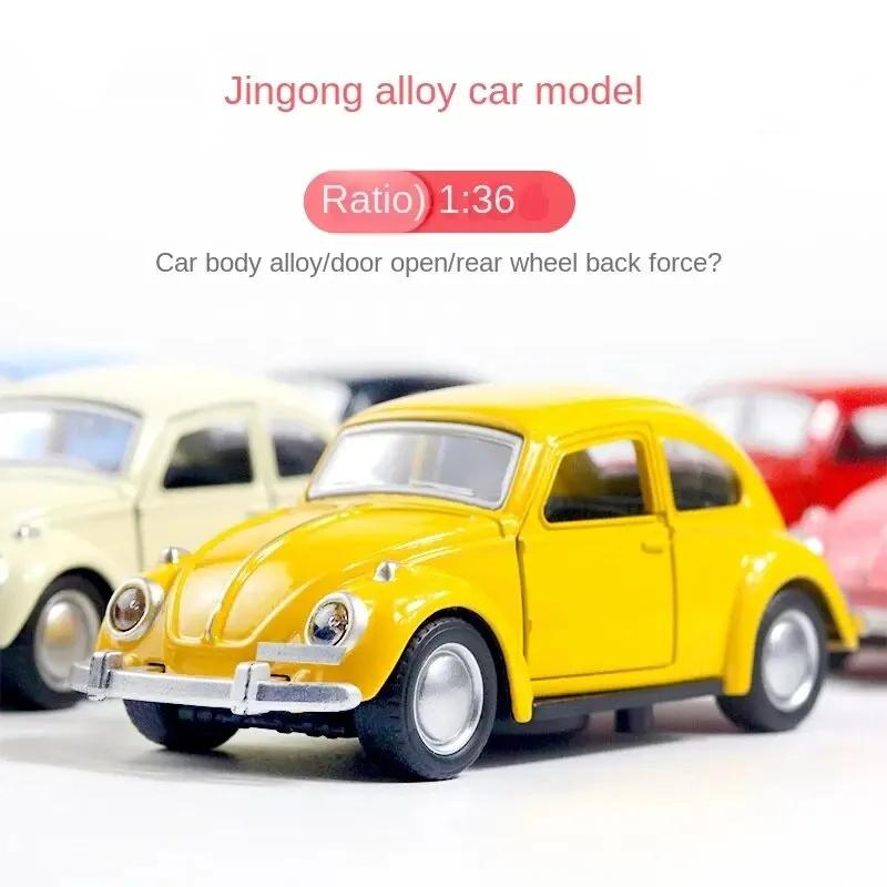 1pc Motorcar Decoration Auto Carrying Accessories for Boy Gift Alloy Car Model Beetle Vintage Door Opening Force Children's Toy