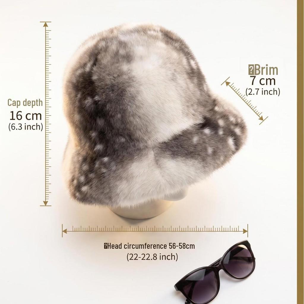Korean Style Plush Bucket Hat with Plum Blossom and Deer Pattern - Winter Warm, Ear Protection