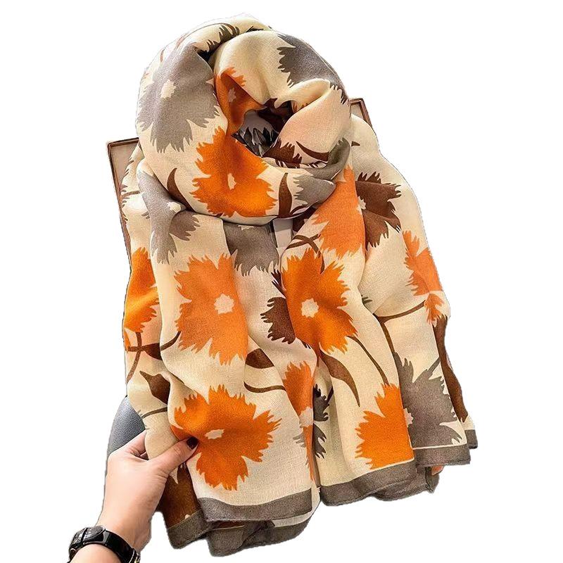 Scarf Women'S Spring Silk Scarf Long Simple Shawl Fashion Versatile Scarf Neck Protection
