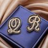 Fashion Women Rhinestone Brooch A-Z English Letter Metal Corsage Pins Crystal Alphabet Jewelry Shirt Clothes Accessories Gift