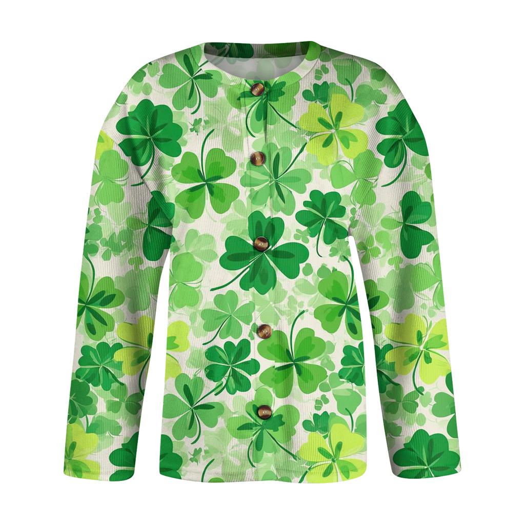 Women's Fashion Printed Long-Sleeved Knit Cardigan Button-Down Jacket