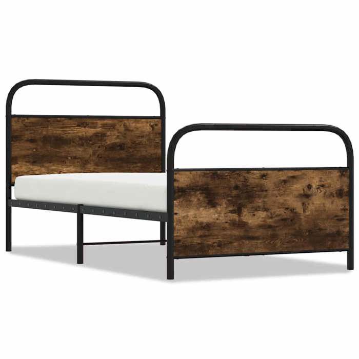 VidaXL Bed Frames Without Mattress 90x200cm Smoked Oak Engineered Wood, Bedroom Furniture, Single Bed, Bed Base, 4100220