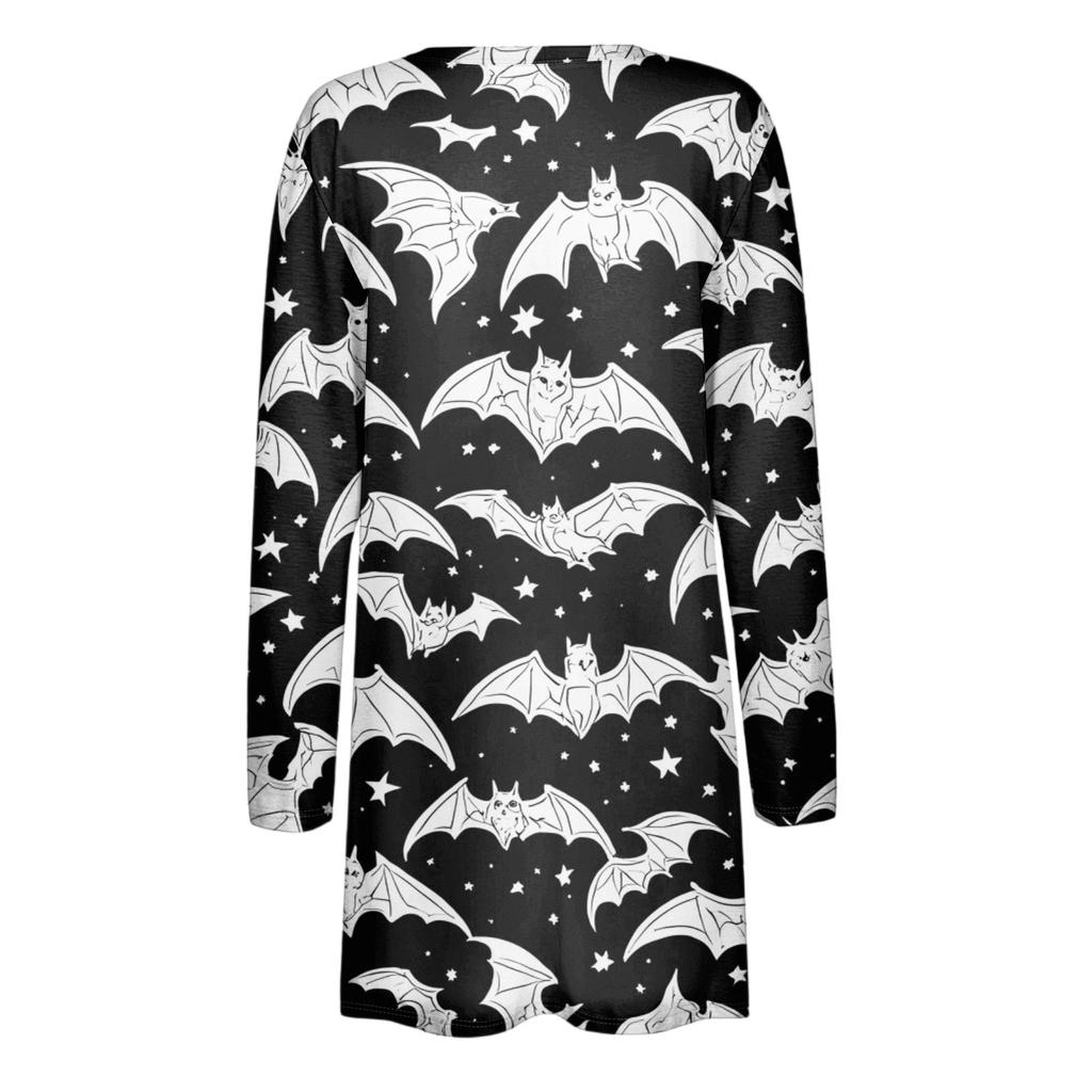 Women's Fashion Casual Comfortable Halloween Printed Mid-Length Cardigan With Pockets Jacket