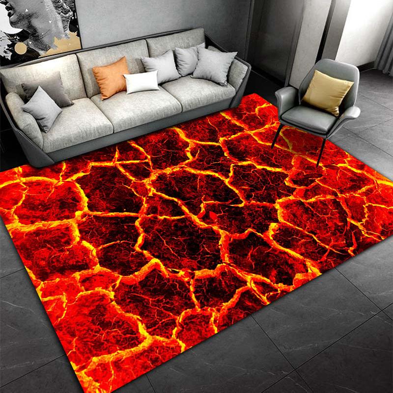 Flame Crack Pattern Rug, Fiery Style for Home Decor Suitable for use as an anti-slip game mat for living room and bedroom sofas