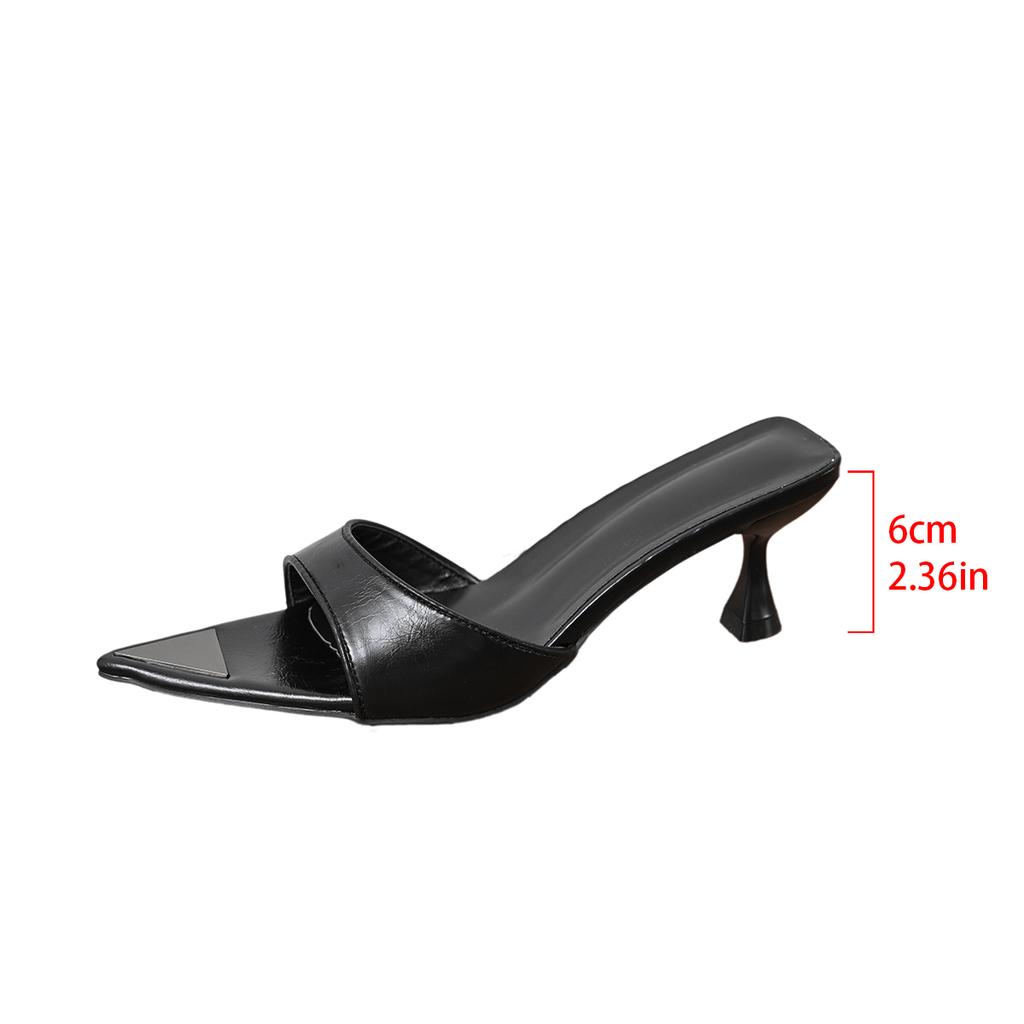 Mode 2025 Neue Mode Sexy PU Flach Schmal Hohe AbsätzeDamen Spitz Zehenfrei Outdoor Einfarbig Anti-Rutsch Sandalen Pantoletten