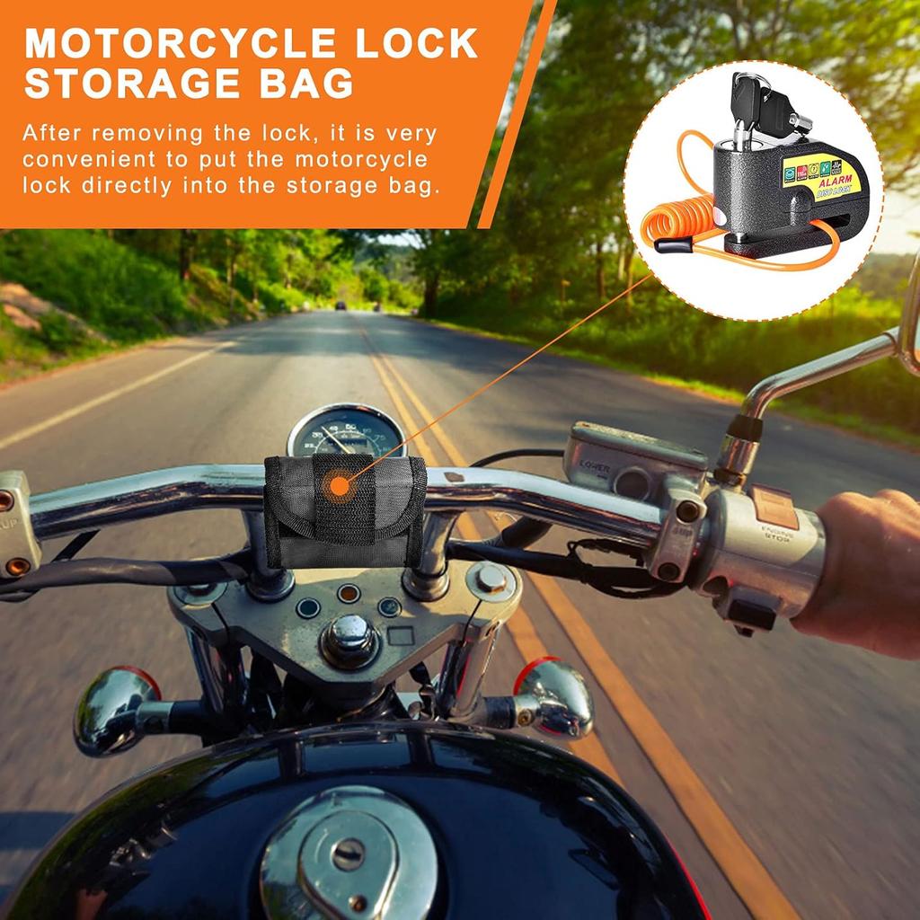 Motorcycle Alarm Disc Brake Lock, Motorcycle Locks Anti-Theft Security Wheel Disc Lock Waterproof 110DB Alarm Sound With 5Ft Reminder Cable Keys And