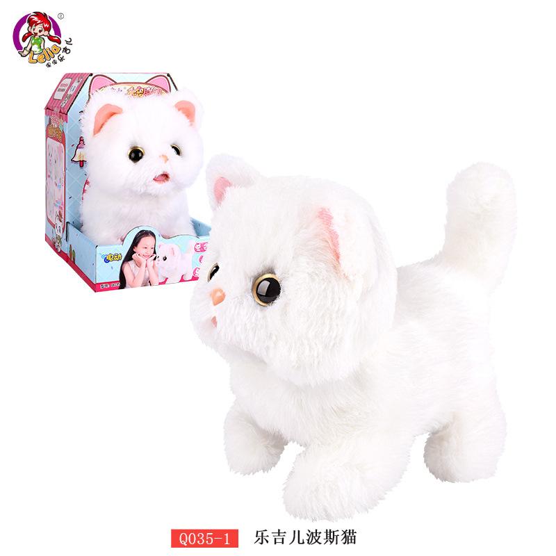 

Le Jier Electric Cat Simulation Персидский кот Гарфилд Кот ходит и зовет питомца Плюшевая игрушка Маппет-девочка белый