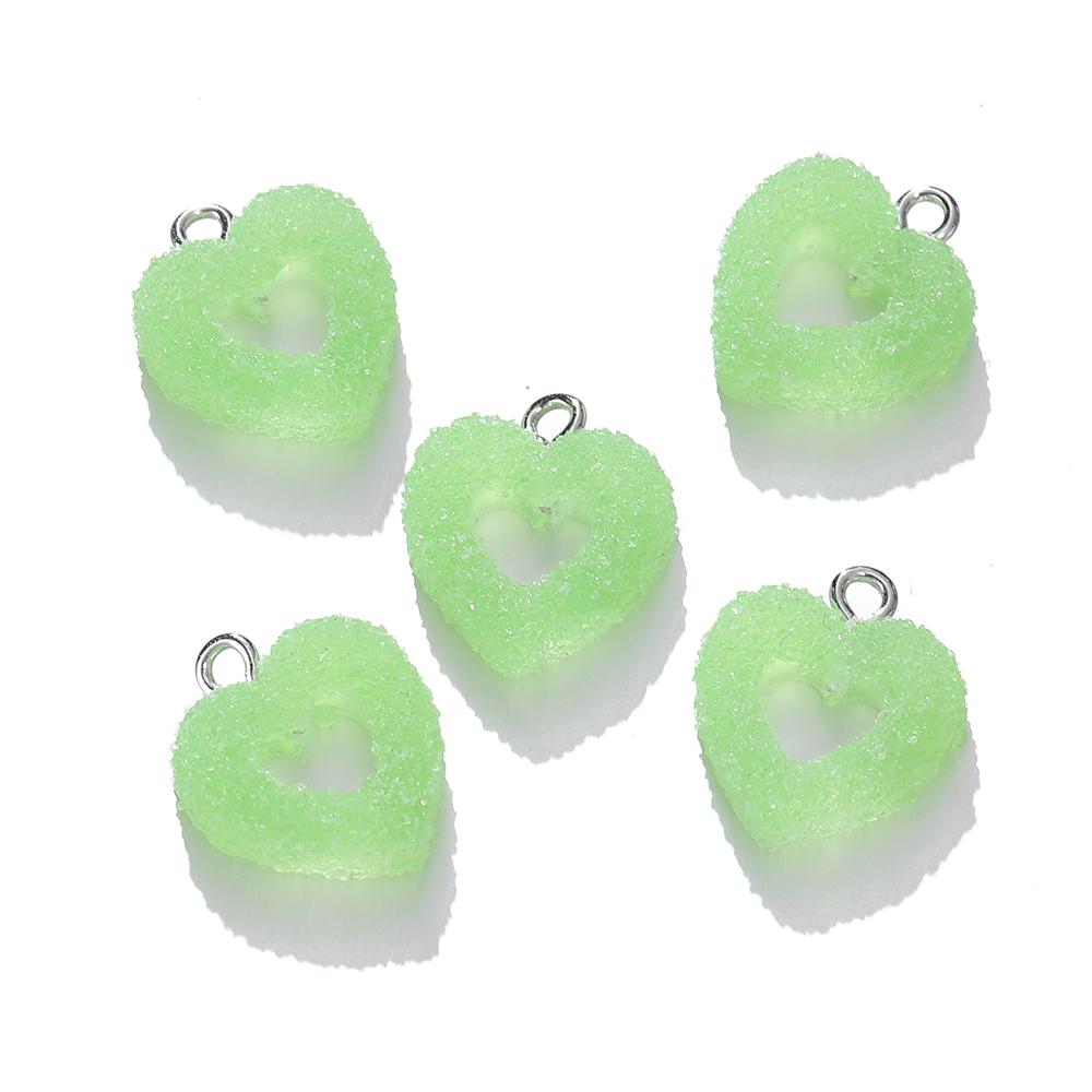 10pcs/lot Colorful Soft Candy Heart Shape Charms Cute Kawaii Resin Pendant Charms for Earring Bracelets Jewelry Making Bulk