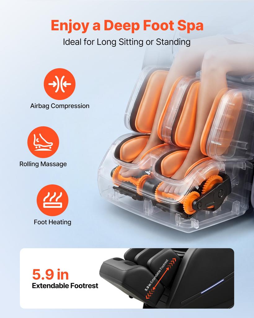 VEVOR Massage Chair, 3D Zero-Gravity Full Body Massage Chair with Extendable Footrest, Automatic Modes, Airbags, Waist & Leg Heating