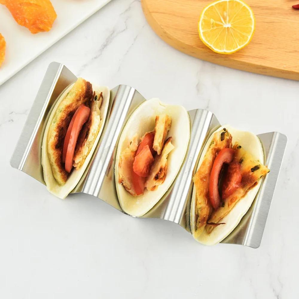 V-shaped Groove Stainless Steel Taco Holder Wavy Mexican Food Rack Durable Taco Stand  Oven