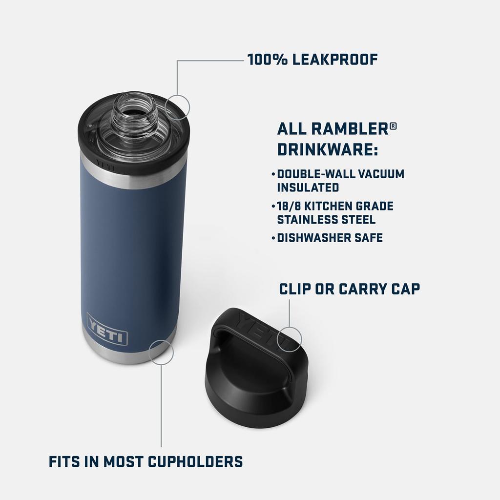 YETI Rambler 18 Bottle, Vacuum Insulated, Stainless Steel, with Chug Cap