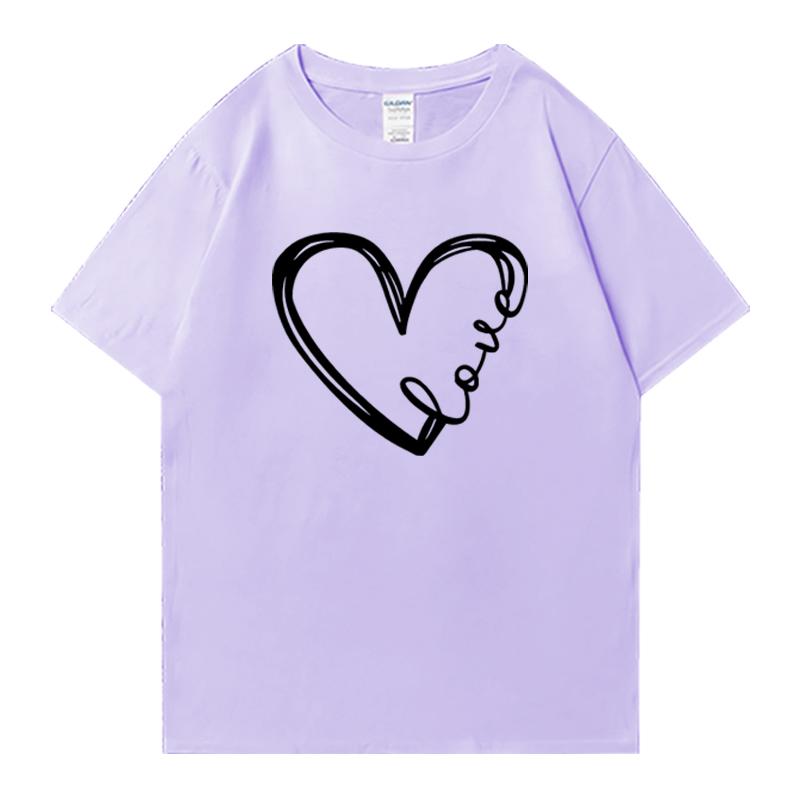 Fashion Love Heart Printed Crew Neck Cotton Men Women short sleeve t-shirts Summer Oversized Tee shirt streetwear plus size top