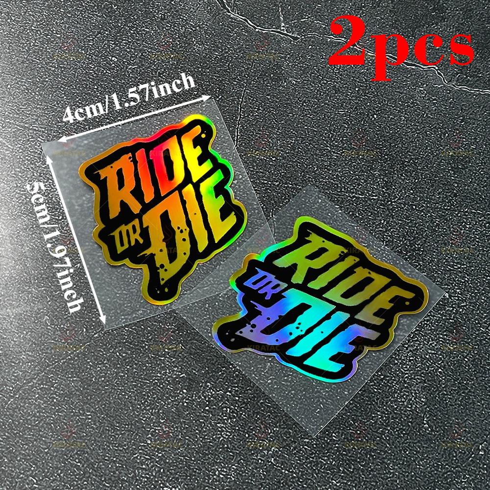 2PCS Gold RIDE OR DIE Motorcycle Stickers for Helmet Bicycle Handlebars Top Tube Frame Universal Waterproof Vinyl Decals