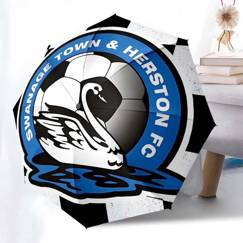 Swanage Town & Herston FC, Soccer Automatic Opening and Closing, 8 rib Structure Portable Umbrella, Suitable for Men and Women in All Season