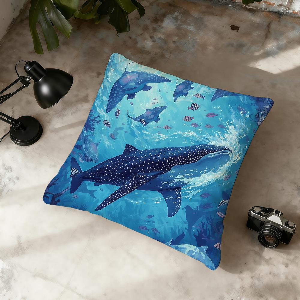Whale Shark Anime Cartoon cushion cover Home Office Convenient Nordic Simplicity Hit With Zipper Cushion Cover