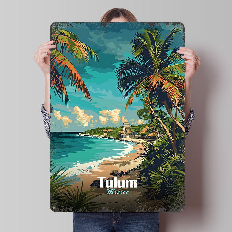 

Tulum Mexico Beach Travel Metal Poster Customized Wall Art Retro Vintage Tinplate Signs for Garage Decoration Room Desk Decor 7.9x11.8In(20x30cm)
