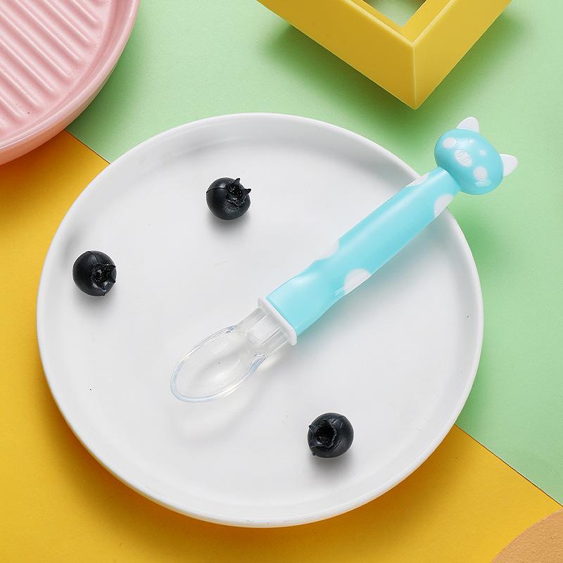 Baby Silicone Spoon Baby Food Supplement Feeding Spoon Soft Head Food Supplement Spoon Baby Eating Training Spoon Feeding Food Supplement Spoon