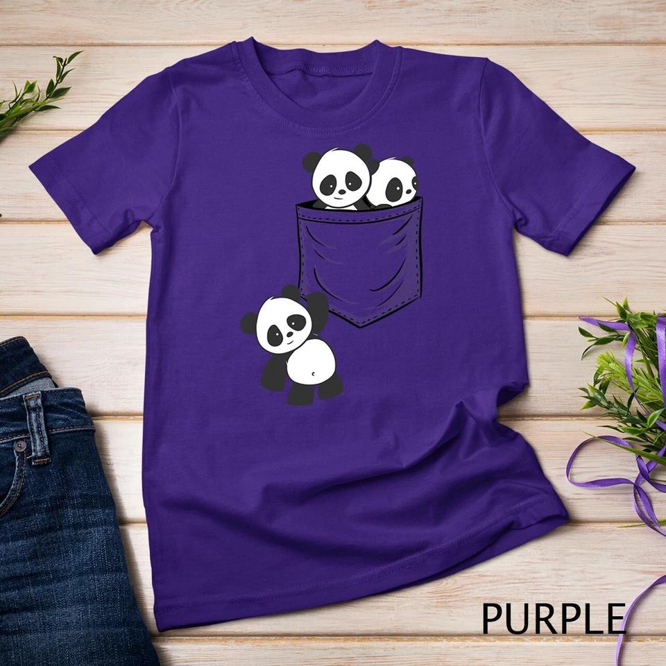 For Panda Lovers Cute Kawaii Baby Pandas In Pocket Unisex T-shirt 7 4XL