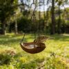 Hanging Bird Bath Wooden Bird Feeder with Chain Outdoor Bird Water Bowl Feeding Tray for Garden Outside Hummingbirds Drinking Bathing