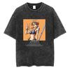 Japanese Anime One Piece Retro Washed Tshirt Men and Women Summer Harajuku YK Clothing Round Neck Short Sleeved Tshirt Unisex