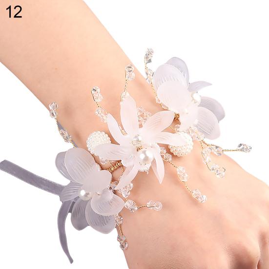 Wrist Corsage Elegant Comfortable Touch Anti-Wear Bride Bridesmaid Wrist Corsage Flower Bracelet for Wedding Engagement