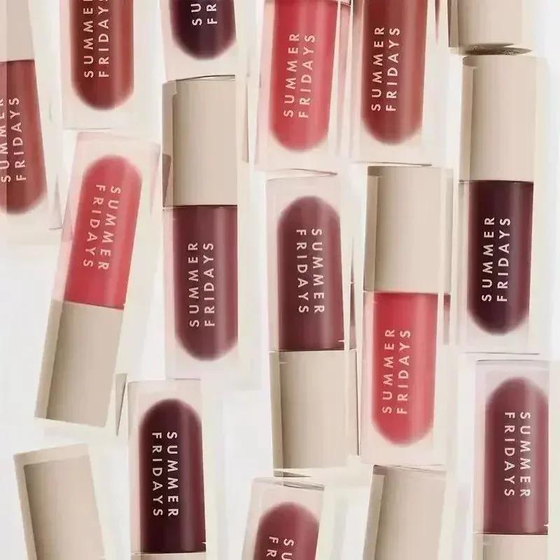 Summer Fridays New Dream Lip Oil Beige Lip Balm Smooth Soft Tube Mirror Lipstick Gloss Set Moisturizing Transparent Makeup Set