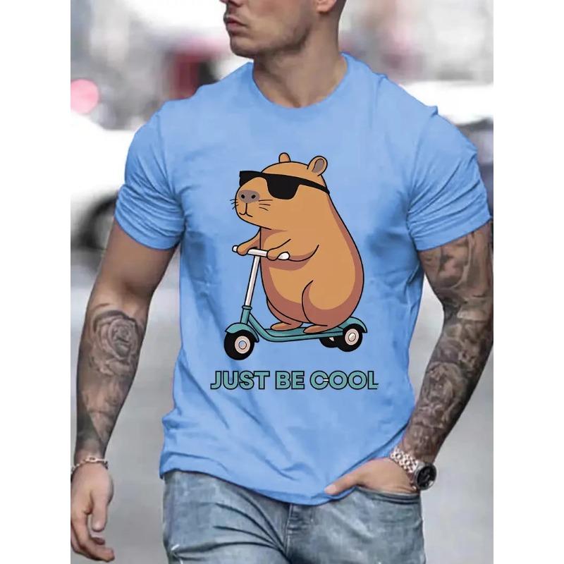 Zomer Rond Hals 3D Capybara Grafische Print Top Modieuze Casual Korte Mouw Heren T-shirts
