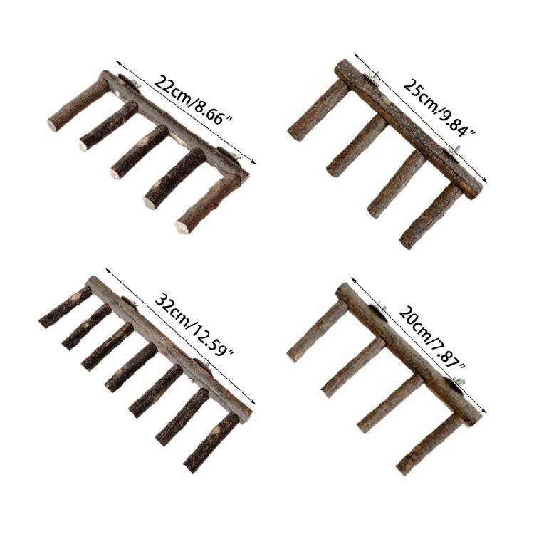 Bird Perch Ladder Wood Stand Cage Toy for Nail Grinding, Chewing for Parakeets