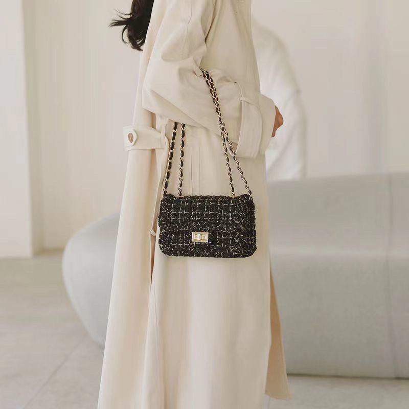 New Women's Underarm Bag Small Style Woolen Chain Bag Niche High-end Fashion Single Shoulder Crossbody Small Square Bag