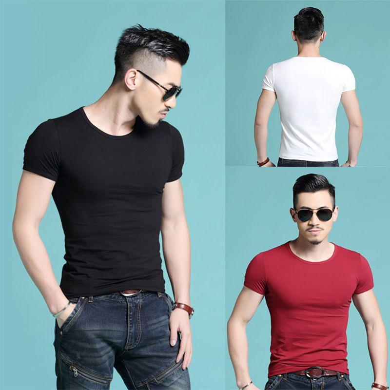 Men's Summer Casual Fashion Solid Color O-neck T-shirt With Short Sleeves