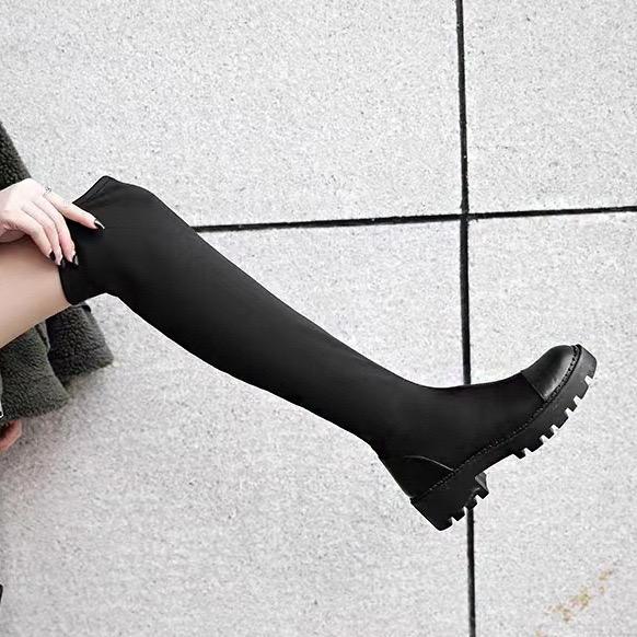 Autumn Winter Women's High-quality Shoes Elastic Material Platform Women's Boots New Knee Boots High Boots with Height