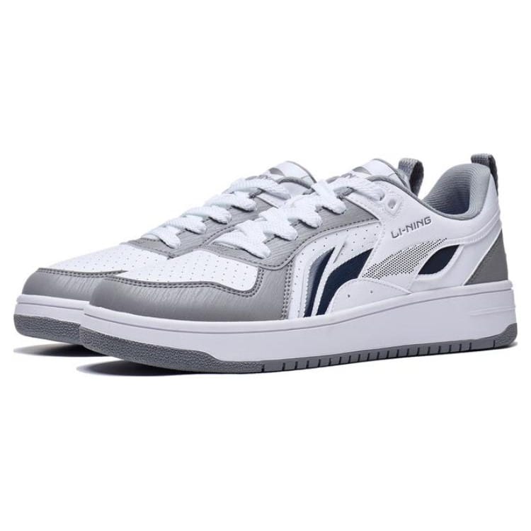 Li Ning Shiyi Slip Resistant Abrasion Resistant Low top Skateboard Shoes Men's White Gray AGCT341-3
