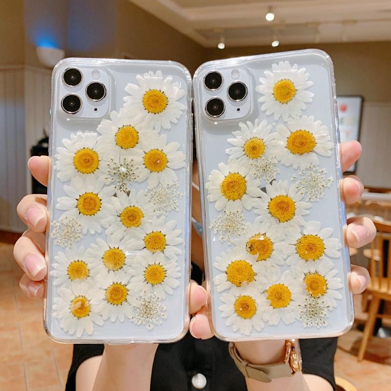 Trockene Blume Transparente Handyhülle für Iphone 11 12 13 14 Mini Pro Max Xs X Xr 7 8 Plus Se 2020 Weiche stoßfeste Hüllen Abdeckung