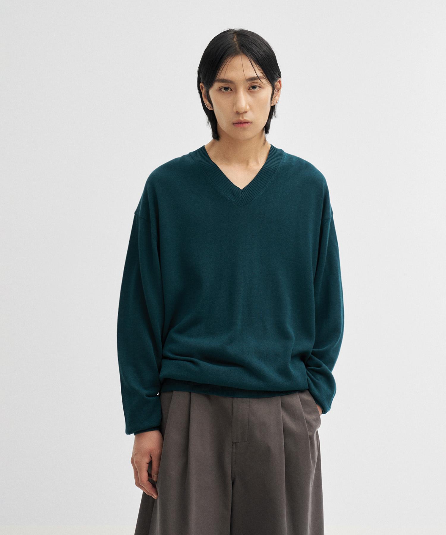 Another Office Current Silk V-Neck Knit (Forest) Forest/01