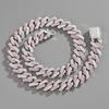 European & American Full Diamond Hip Hop Cuban Link Men's Necklace 15mm with High-End Diamond Pendant