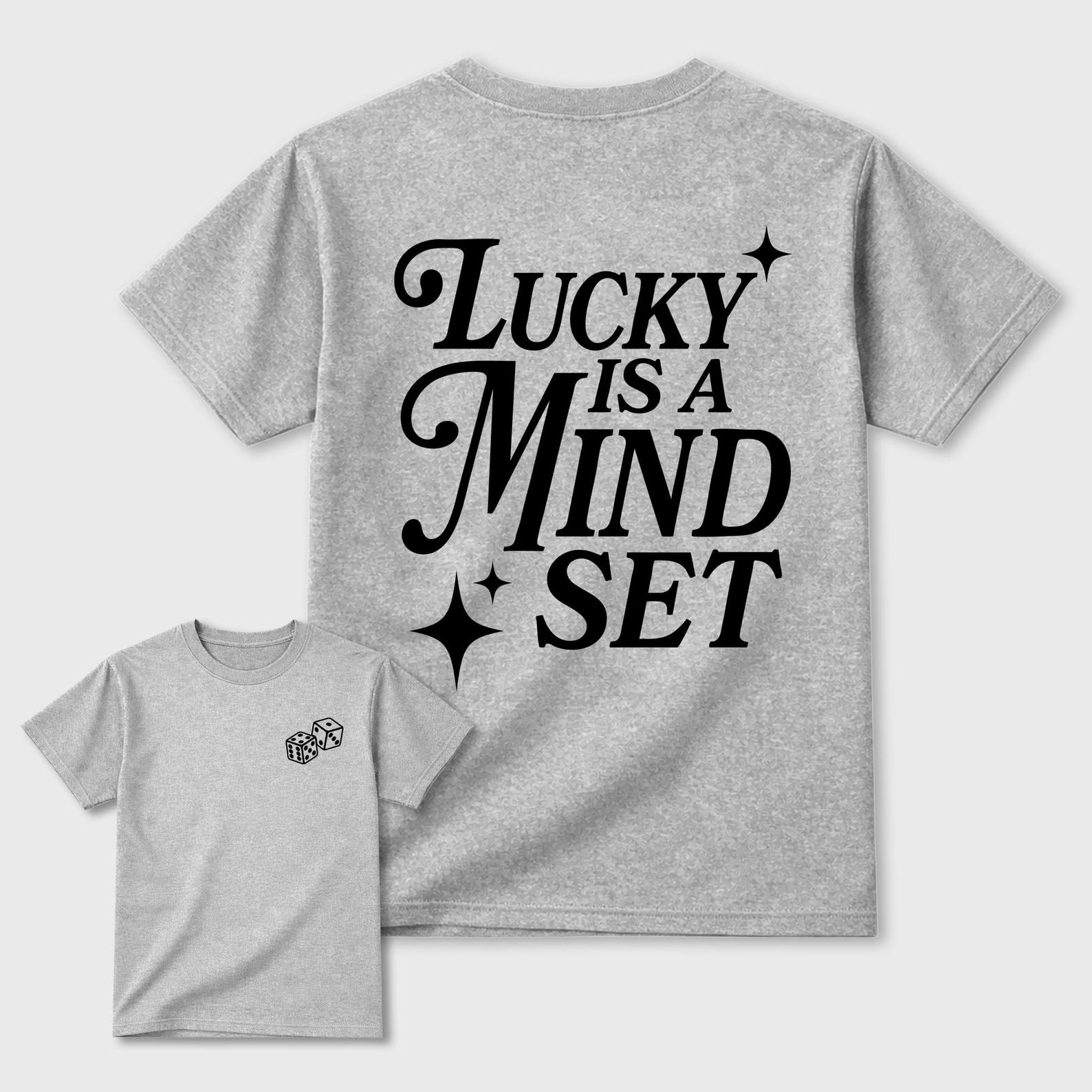 Lucky Is a Mindset graphic tee. Streetwear Brand Graphic T-Shirt. 6s Cap & Gown 4XL