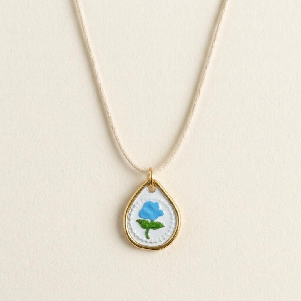 Retro Style Rabbit Flower Print Pendant Necklace, Niche Design Sense Mori Literary And Art Style Accessories