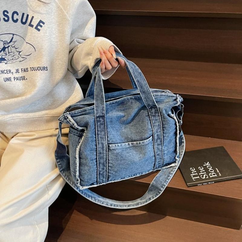 Ins Japanese Harajuku Girl Shoulder Messenger Bag Female Korean Retro Casual Versatile Handbag Denim Bag