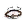 Alloy Pine Weaving Crucifix Stretch Bracelet Personality Handmade Knitted Jewelry for Men Boy Christian Ornaments Gifts