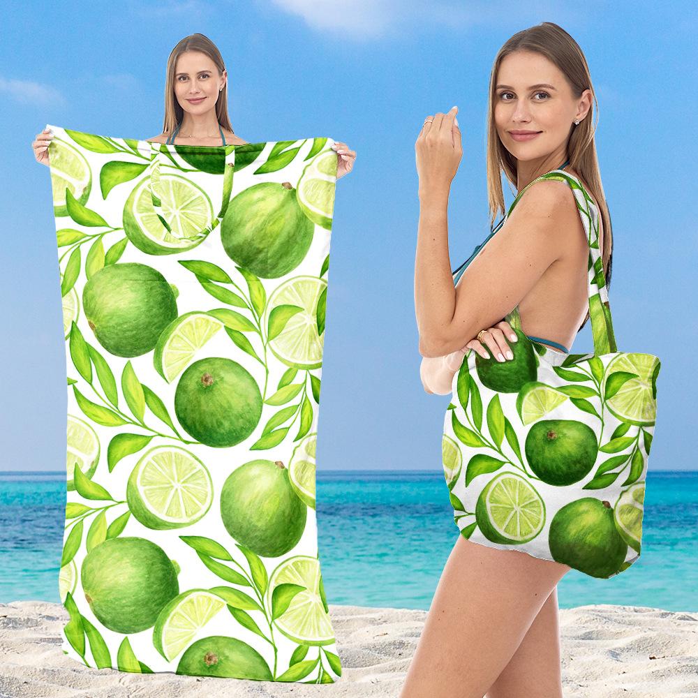 Telo da Spiaggia 2-in-1 Confezione Integrata, Zaino Borsa Pieghevole per Riporre il Telo da Spiaggia, Telo da Spiaggia Stampato Ultra-Fine