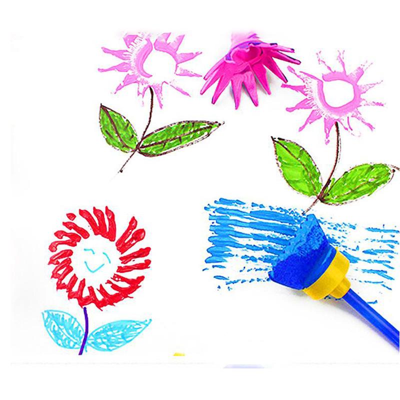 4 Stück Kinder Schwamm Stempel Pinsel DIY Malen Kritzelkunst Fingerabdruck Basteln Waschbare Kleinkind Kunstbedarf Kinder Zeichen- & Malwerkzeuge