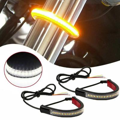 1 Stück 12V LED Motorrad-Blinker & Tagfahrlicht, bernsteinweiß, Blinkerring, Gabelstreifen, Blinker, universell