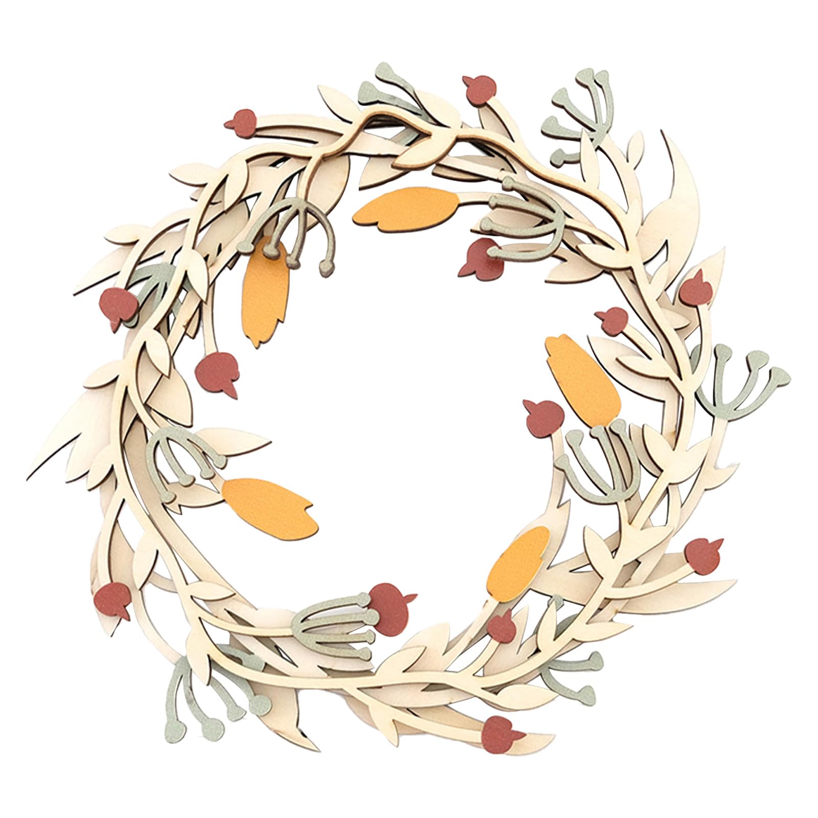

shesay Warm Wooden Berry Christmas Wooden Fir Entryway Scandinavian Style Wreath, Design, 25cm, Natural, Wreath, Tree, Door, (Red)