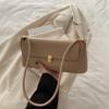 Minimalist Faux Leather Baguette Purse for Women Small Shoulder Crossbody Fashionable Daily Handbag CLE
