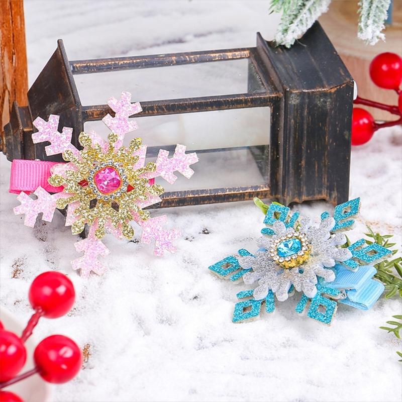 Snowflake Barrettes Studded Christmas Glitter Elegant Snowflake Hair Clip Christmas for Women, Snowflake