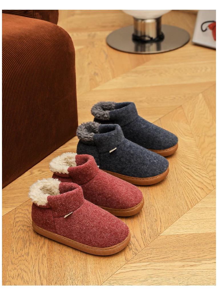 Men's High Heel Wool and Cotton Slippers: Warm, Non-Slip, Velvet Lined for Autumn & Winter