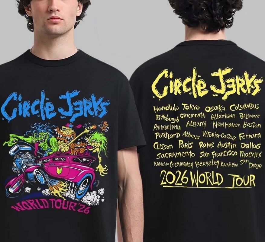 Circle Jerks Band 2 Sides World Tour Pizz Hot Rod Black Shirt S to 5XL SN887 S