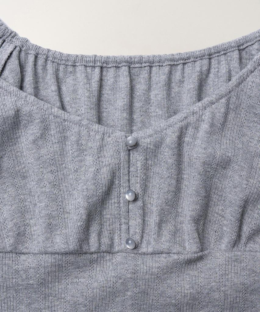 Tudument Eyelet Off-Shoulder T-Shirt_Melange Gray