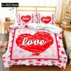 Custom Name Love Heart Valentine's Day 3D Duvet Cover Bedding Set Comforter Linen Pillowcases Wedding Decor Twin King Queen